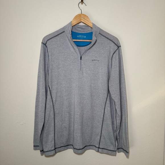 Stay comfortable and stylish with this Orvis men’s quarter-zip pullover in heath - Picture 1 of 6